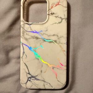 Elegant Marble Phone Case with Multicolor Accents